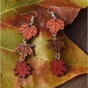 Fall Leaves 🍁 Wood Dangle Earrings